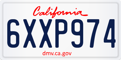 CA license plate 6XXP974