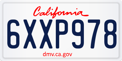 CA license plate 6XXP978