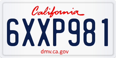 CA license plate 6XXP981