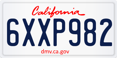 CA license plate 6XXP982