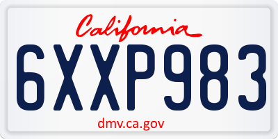 CA license plate 6XXP983