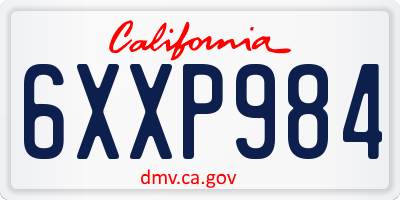 CA license plate 6XXP984