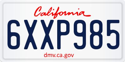 CA license plate 6XXP985