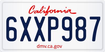 CA license plate 6XXP987