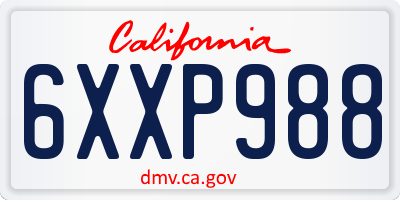 CA license plate 6XXP988