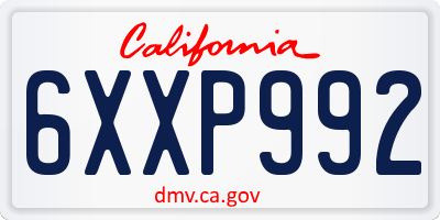 CA license plate 6XXP992