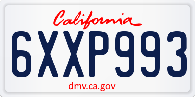 CA license plate 6XXP993
