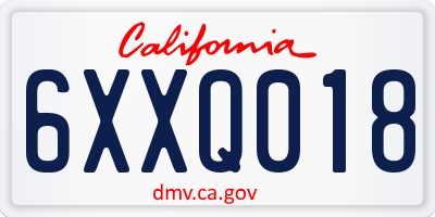 CA license plate 6XXQ018