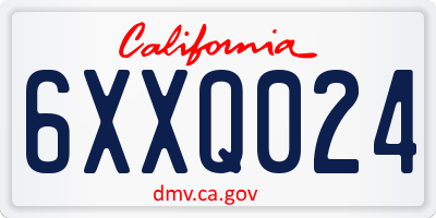 CA license plate 6XXQ024