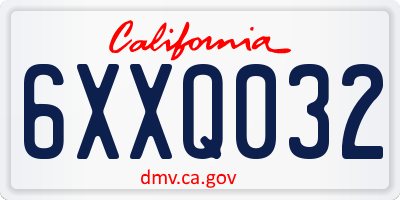 CA license plate 6XXQ032