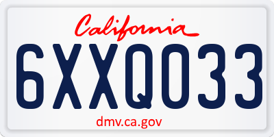 CA license plate 6XXQ033