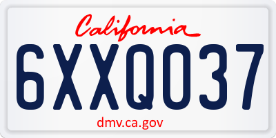 CA license plate 6XXQ037