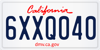 CA license plate 6XXQ040