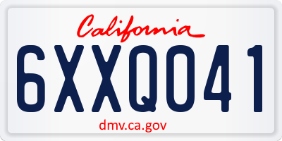 CA license plate 6XXQ041