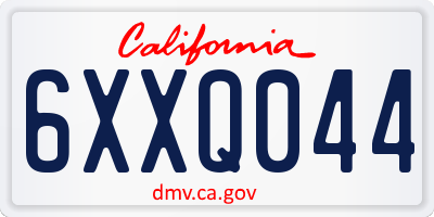 CA license plate 6XXQ044