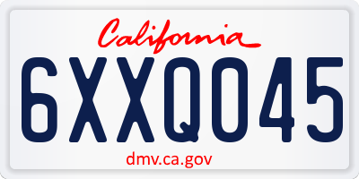 CA license plate 6XXQ045