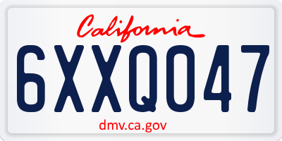 CA license plate 6XXQ047