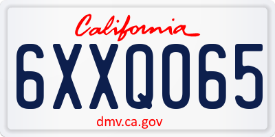 CA license plate 6XXQ065