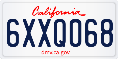 CA license plate 6XXQ068