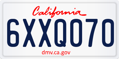 CA license plate 6XXQ070