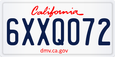 CA license plate 6XXQ072
