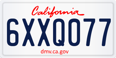 CA license plate 6XXQ077