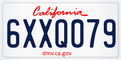 CA license plate 6XXQ079