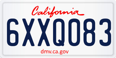 CA license plate 6XXQ083