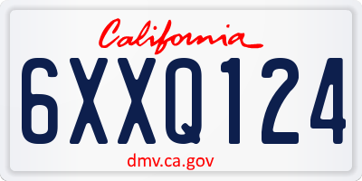 CA license plate 6XXQ124