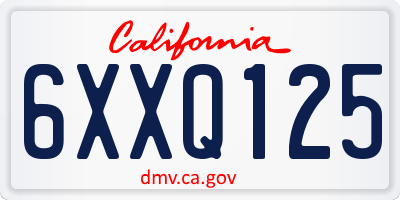 CA license plate 6XXQ125
