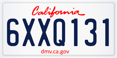 CA license plate 6XXQ131