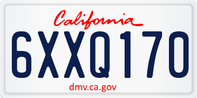 CA license plate 6XXQ170