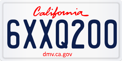 CA license plate 6XXQ200