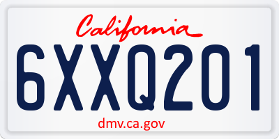 CA license plate 6XXQ201