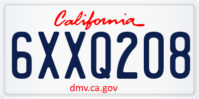 CA license plate 6XXQ208