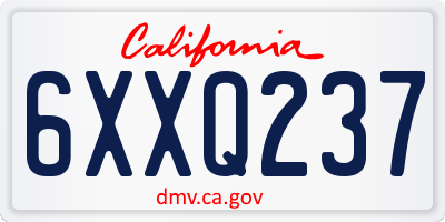 CA license plate 6XXQ237