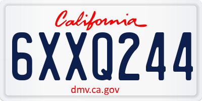 CA license plate 6XXQ244