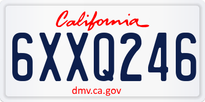 CA license plate 6XXQ246