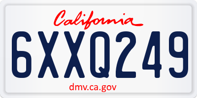CA license plate 6XXQ249