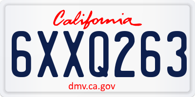 CA license plate 6XXQ263