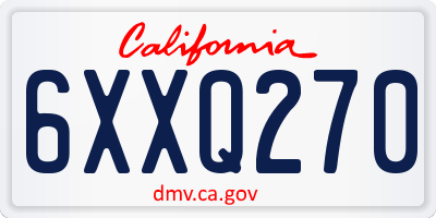 CA license plate 6XXQ270