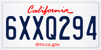CA license plate 6XXQ294
