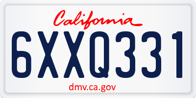 CA license plate 6XXQ331