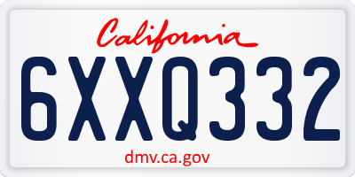 CA license plate 6XXQ332