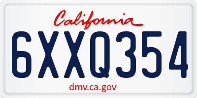 CA license plate 6XXQ354