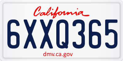 CA license plate 6XXQ365