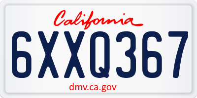 CA license plate 6XXQ367