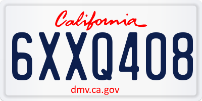 CA license plate 6XXQ408