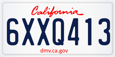 CA license plate 6XXQ413