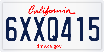 CA license plate 6XXQ415